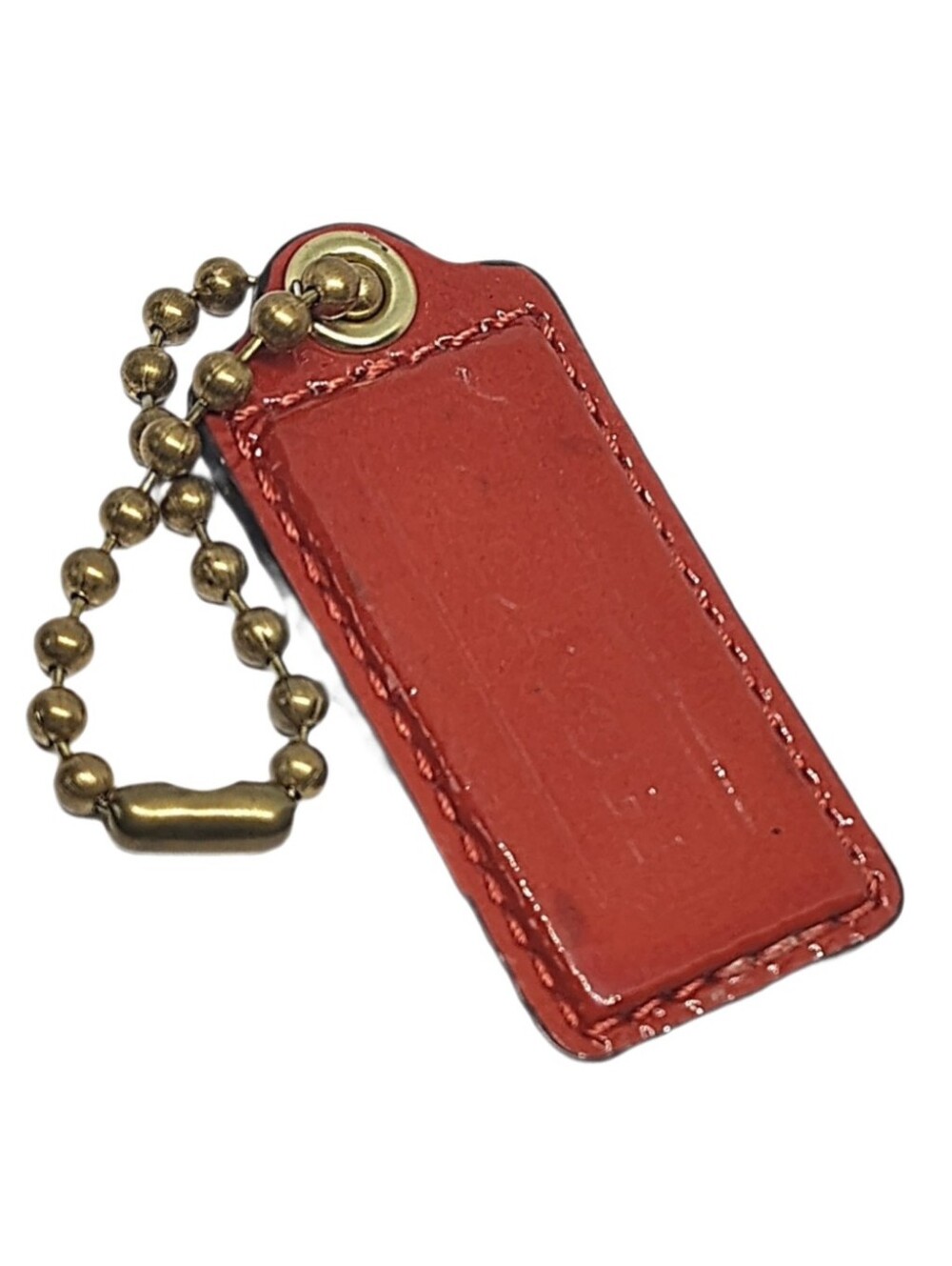 🆕 2.25" Y2K Coach Vermillion Patent Leather Hangtag Bag Fob Keychain Charm